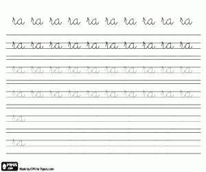 Omalovánka Slabika RA, cvičení kaligrafie