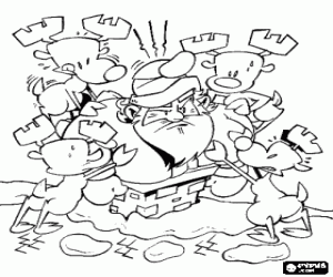 Omalovánka Soby prosazování Santa Claus