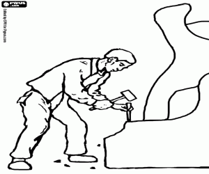 Omalovánka Sochař vyřezává kámen