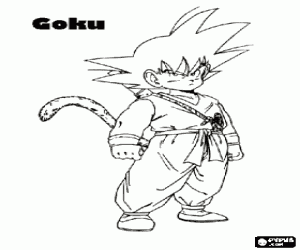 Omalovánka Son Goku, dítě s ocáskem