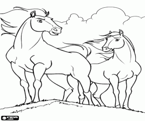 Omalovánka Spirit a Rain, koně a klisny