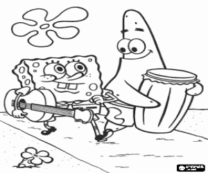 Omalovánka SpongeBobe, Patrick a nástroje