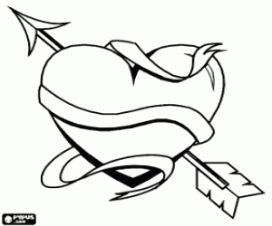 Omalovánka Srdce s Amorových šipka