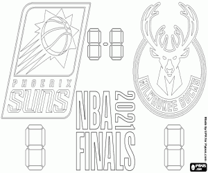 Omalovánka Suns vs Bucks, finále NBA 2021