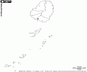 Omalovánka Svatý Vincent a Grenadiny mapa