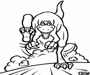 Omalovánka T-Rex dinosaurus pohledu zepředu