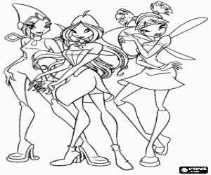 Omalovánka Tecna, Flora a Musa, Winx Club