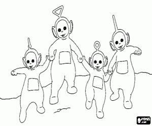 Omalovánka Teletubbies ruku v ruce