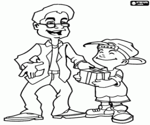 Omalovánka Táta obdrží dárek od jeho syna