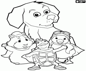 Omalovánka Tři Wonder Pets a štěně
