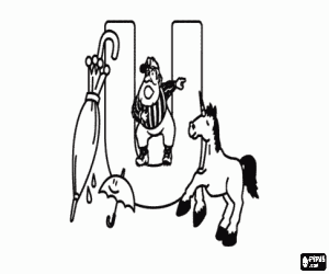 Omalovánka Velké písmeno U s objekty