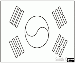 Omalovánka Vlajka Jižní Koreje