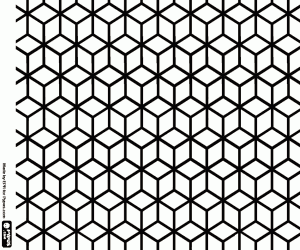 Omalovánka Vzorek, kostky v izometrickém pohledu