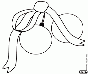 Omalovánka Vánoční cetky ozdoby s svázané stuhou