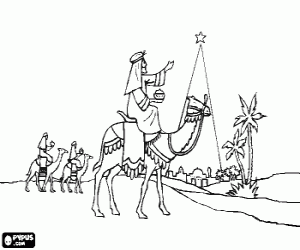 Omalovánka Vánoční hvězda a tří králů