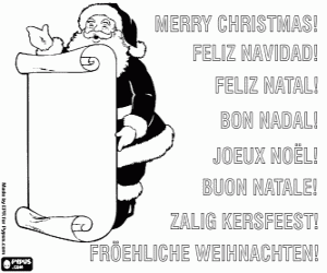 Omalovánka Vánoční karta s Santa Claus