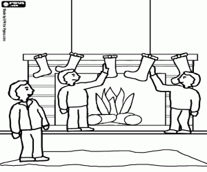 Omalovánka Vánoční ozdoby na krb