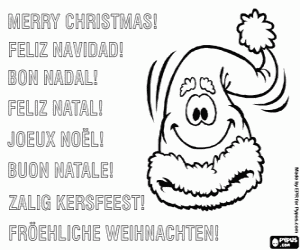 Omalovánka Vánoční přání s Santa klobouk