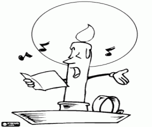 Omalovánka Vánoční svíčka zpívá vánoční koledy