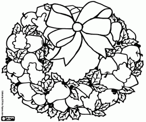 Omalovánka Vánoční věnec s ovocem