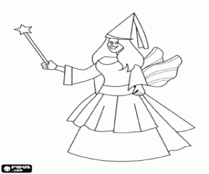 Omalovánka Víla s dlouhé šaty