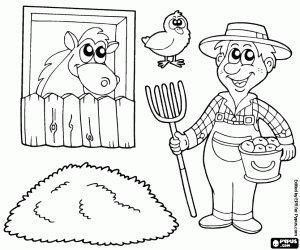 Omalovánka Zemědělec na farmě