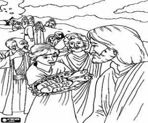 Omalovánka Zázrak chlebů a ryb