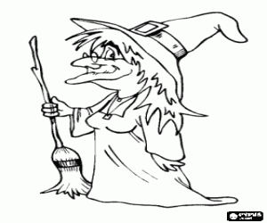 Omalovánka Čarodějnice s koštětem magie