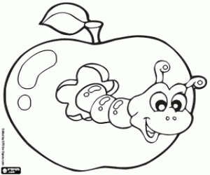 Omalovánka Červ v jablíčku