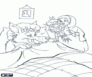 Omalovánka Červená Karkulka s kytici