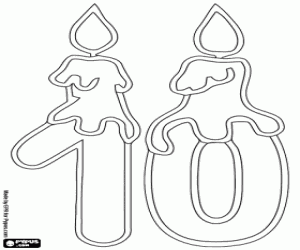 Omalovánka Číslo deset a svíčka