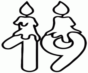 Omalovánka Číslo devatenáct a svíčky, tlusté čáry