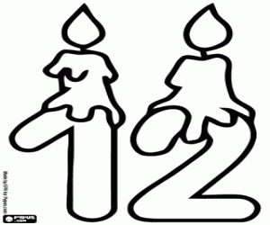 Omalovánka Číslo dvanáct a narozeninové svíčky