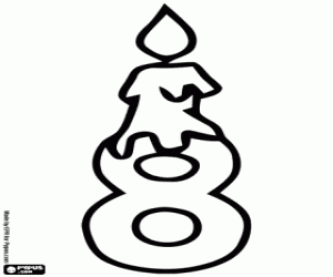 Omalovánka Číslo osm s narozeninovou svíčku