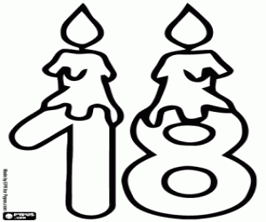Omalovánka Číslo osmnáct se svíčkami