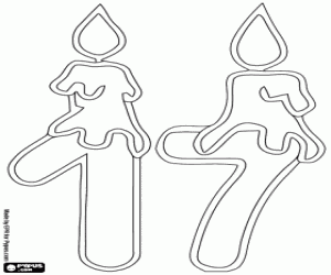 Omalovánka Číslo sedmnáct svíčky