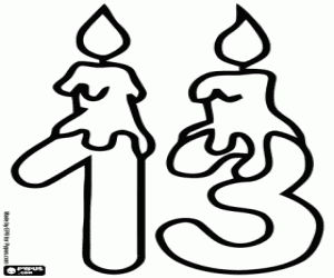 Omalovánka Číslo třináct s dvě svíčky