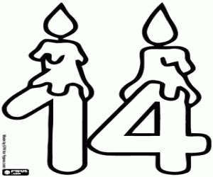 Omalovánka Číslo čtrnáct se svíčkami