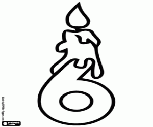 Omalovánka Číslo šest a narozeninové svíčky