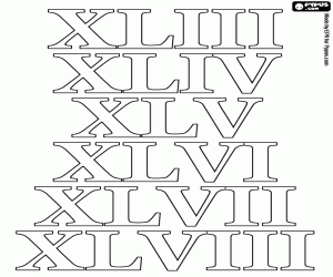 Omalovánka Římská čísla od 43 48