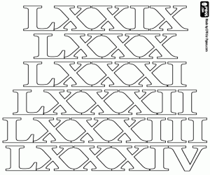 Omalovánka Římské číslice od 79 do 84