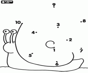 Omalovánka Šnek čerpat tečka tečka