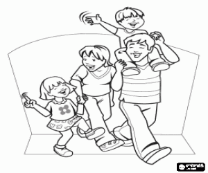 Omalovánka Šťastná rodina na den otců