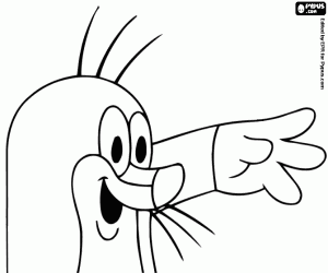 Omalovánka Šťastný pozdrav malého krtka Krteček