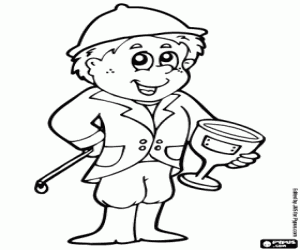 Omalovánka Žokej. Jezdec s trofej